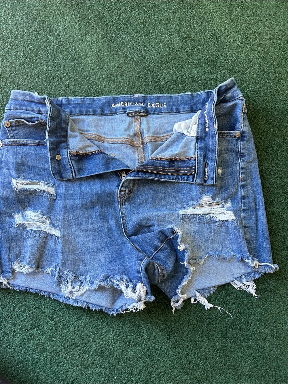 American Eagle Outfitters Light Blue Distressed Denim Cutoff Shorts
